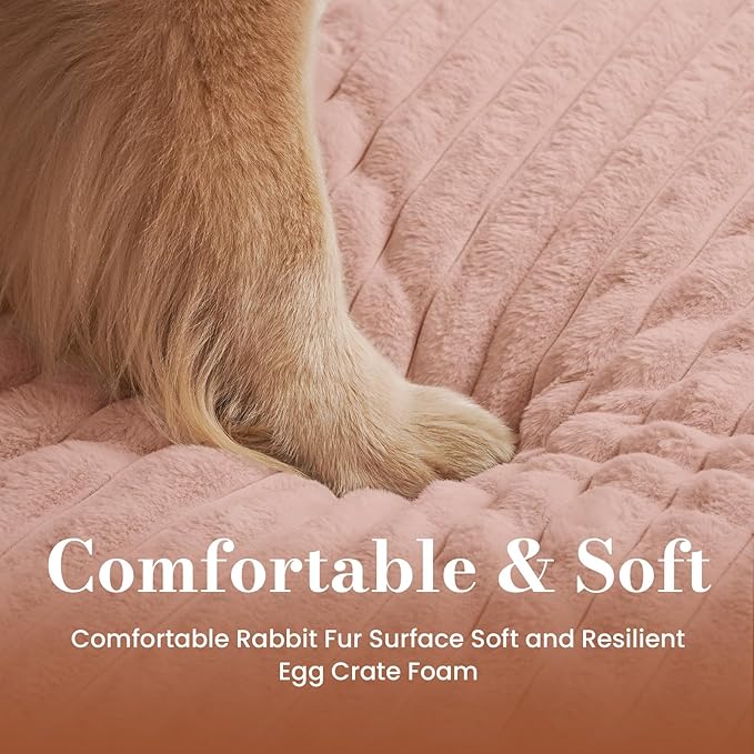Dog Beds for Large Sized Dog, Orthopedic Pet Bed with Waterproof Lining, Soft Short Plush Surface & Egg Crate Foam, Machine Washable Pet Bed with Removable Cover & Anti Slip Bottom