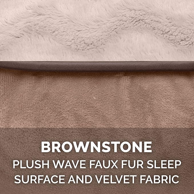 Furhaven Replacement Dog Bed Cover Perfect Comfort Plush & Velvet Waves Sofa-Style, Machine Washable - Brownstone, Large