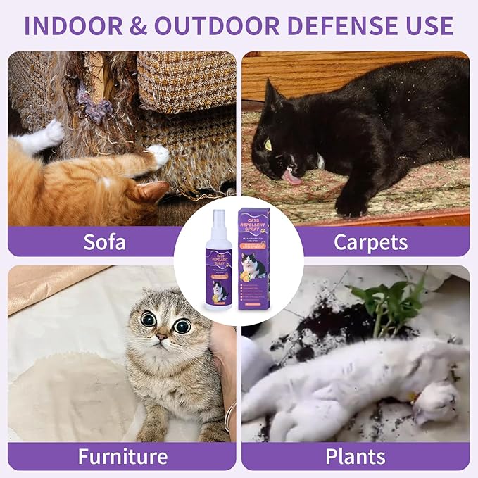 Cat Scratch Deterrent Spray, Cat Repellent Spray Indoor and Outdoor for Cat and Kitten, No Scratch Spray Training Aid for Furniture, Sofas, Rugs 120ml