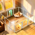 FXW AuraSpace Pro Metal & Acrylic Indoor Dog Playpen, All-Acrylic Clear Heavy-Duty Design, 24" Height 12 Panels for Puppies & Small Dogs, White│Patented