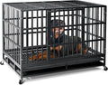 Oranland 48 inch Heavy Duty Indestructible Dog Crate,2025 New Upgraded Reinforced Baseplate for Large Dogs,XL Dog Crate for High Anxiety Dogs/Max Load Capacity 250lbs/Double Door with Wheels