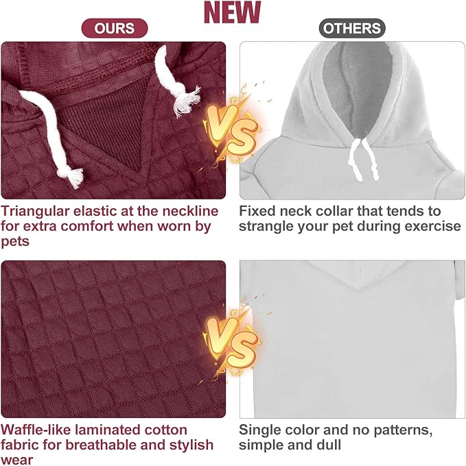 BEAUTYZOO Dog Hoodie for Small Medium Large Dogs, Winter Fall Warm Dog Clothes for Puppy S M Sized Dogs Girl Boy, Dog Sweater Shirt Hoodies with Pocket Bulldog Pitbull Cat Clothing Coat, Wine Red ML