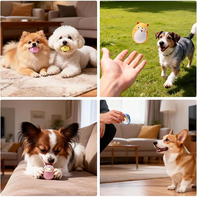 SCHITEC Squeaky Puppy Toys, Interactive Animal Dog Toy Pack, Cute Latex Rubber Squeak Pet Balls for Puppies Mini Small Breed Dogs