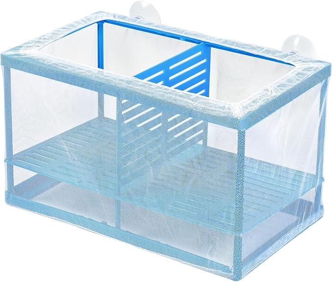 AQUANEAT Fish Tank Breeder Large Mesh Net Fry Saver Aquarium Spawn Hatchery Isolation with Suction Cups Hatchery Incubator for Shrimp Betta