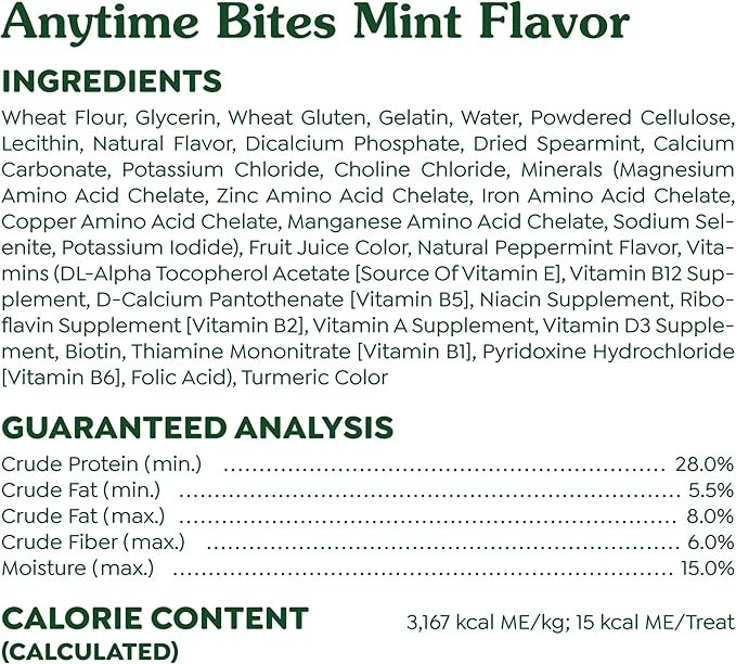 Greenies Anytime Bites Dog Treats, Mint Flavor, Dog Training Treats, 24 oz. Bag