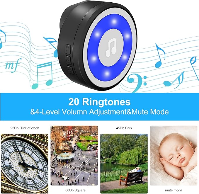 Wireless Dog Doorbell, Dog Bells for Potty Training IP65 Waterproof Touch Button Doggie Doorbell 1000ft Long Range with 20 Melodies 4 Modes LED Flash (2 Transmitter)