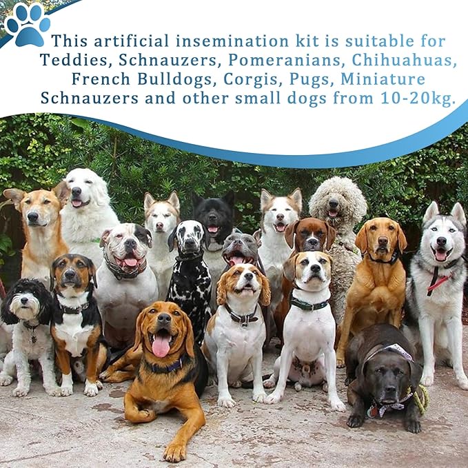 Wadoy Dog Artificial Insemination Kit for 22-44 lbs (10-20kg) Dogs Upgraded Pet Breeding Supplies for Border Collies, French Bulldogs, Shiba Inu, and Other Medium-Sized Breeds