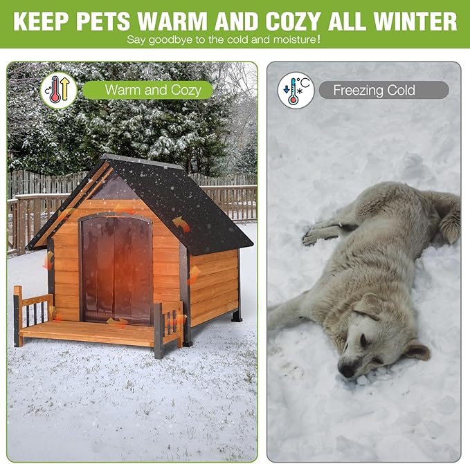 GUTINNEEN Extra Large Outdoor Dog House Insulated Weatherproof Dog Kennel Dog Shelter with Chew-Proof Full Metal Frame, Openable Roof, Removable Inner Floor for Large Dog Breeds, 50.9" D x 37.4" W
