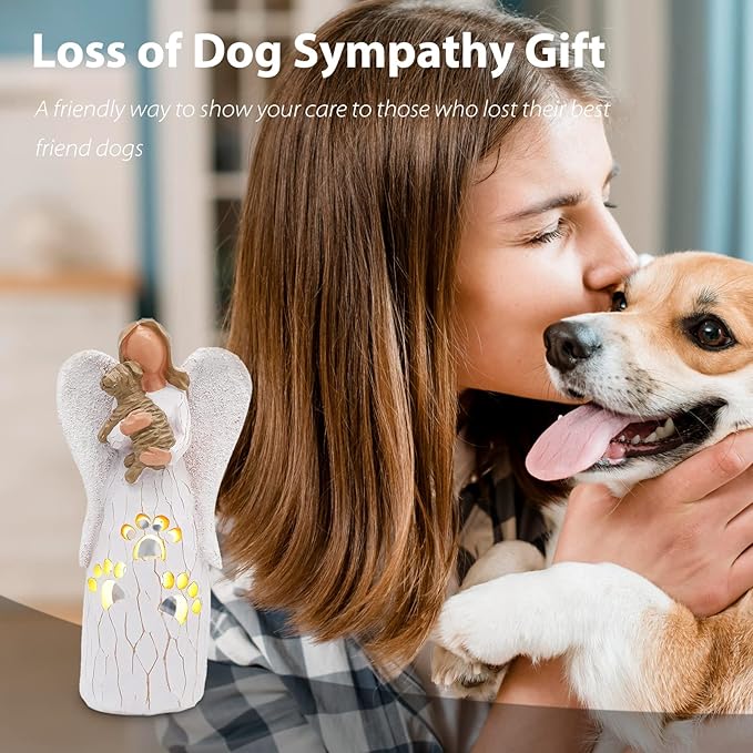 BEARAE Loss of Dog Sympathy Gift, Dog Memorial Gifts, Pet Loss Candle Holder Figurine Statue, Dogs Passing Away Remembrance Gifts, Puppy Angel Figurine Bereavement for Pet Owners