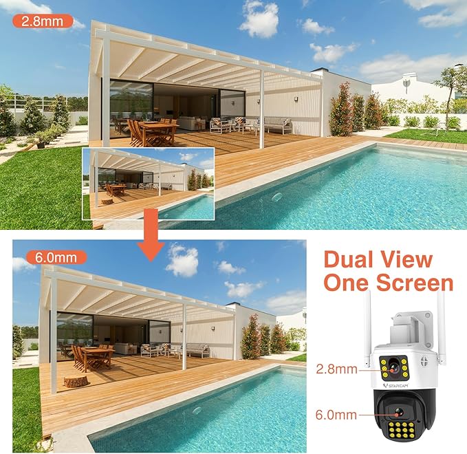 VSTARCAM 2K Outdoor Dual-Camera Security, IP66 Protection & Cloud Recording