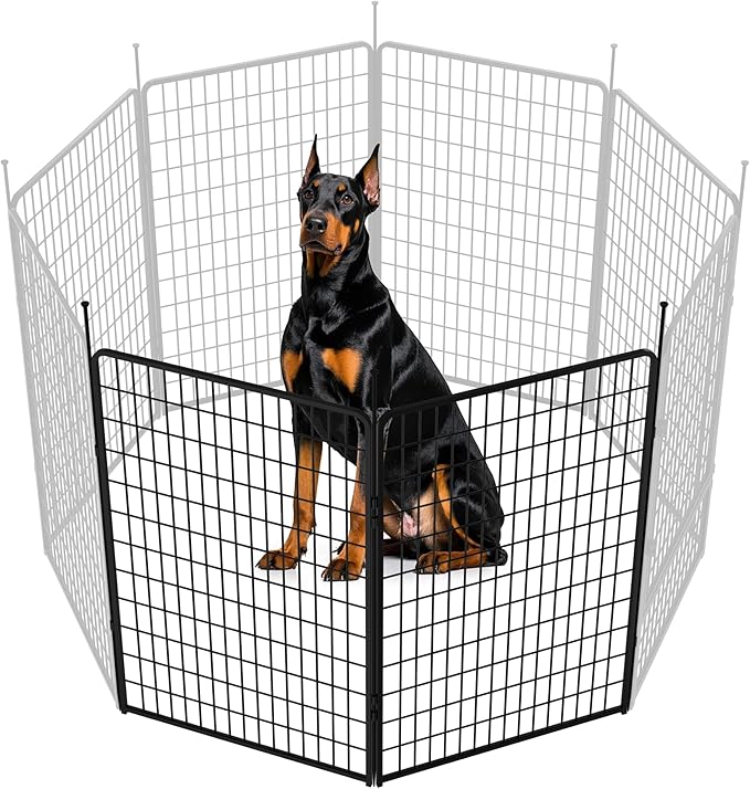 SunsGrove Dog Playpen Out Door with Wider Door, Heavy Duty 50 Inch 2 Panels Dog Pen, Anti Rust Dog Fence, Easy Insert into Soil, Pet Playpen for Yard RV Camping