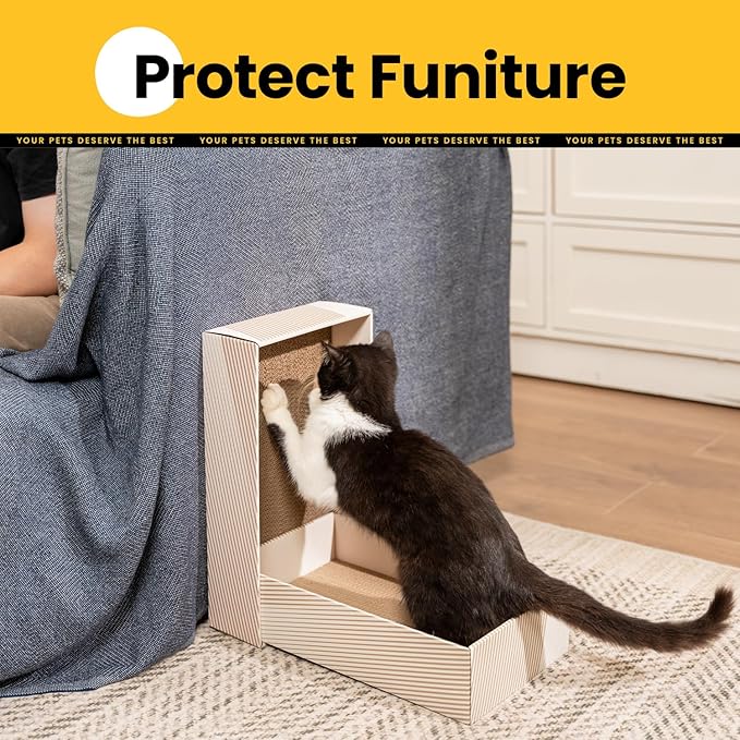 Cat Scratcher Box with 4 Scratching Pads&2 Separate Cardboard Boxes,2-in-1 Cardboard Cat Scratch for Multiple Kitten Interactive Play,Birthdays Holiday Toys Gift,Gradient-Ball Toy