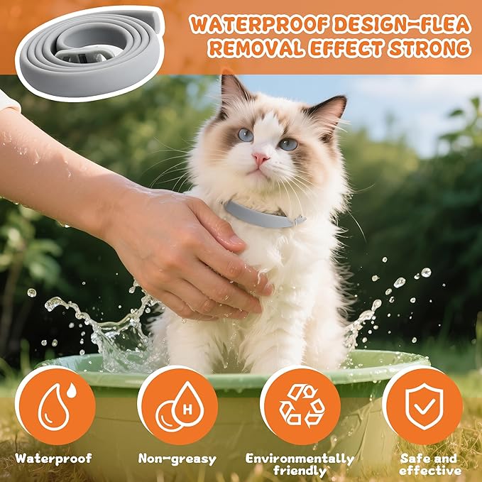 4 Pack Flea and Tick Collar for Cats - 20" Adjustable Collar Fits Cat, Long-Lasting 24-Month Protection for Small, Medium, and Large Cat - Waterproof Flea Tick Prevention