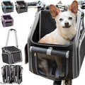 Dog Bike Basket, Mesh Windows, 2 Safety Leashes, Soft Sided, Safe Comfortable Pet Carrier for Small Dogs, Cats (Black)