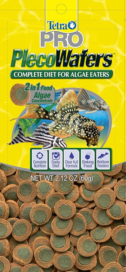 Tetra PRO PlecoWafers 2.12 Ounces,Nutritionally Balanced Vegetarian Fish Food,Concentrated Algae Center,Golds & Yellows,Model Number: 16447,(Pack of 2)