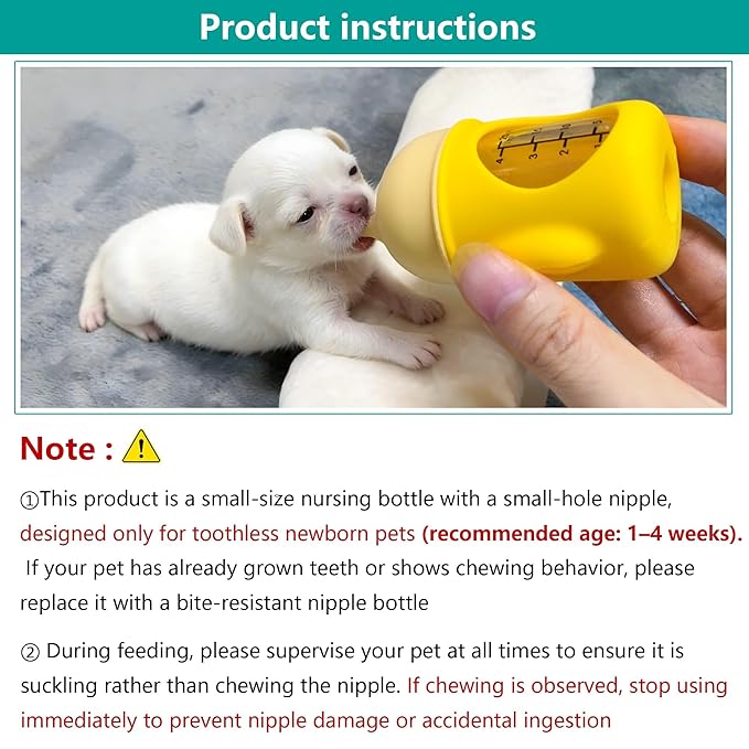 2 Pieces,Pet Feeding Bottle for Puppies and Kittens,Yellow,20 ml and 80 ml