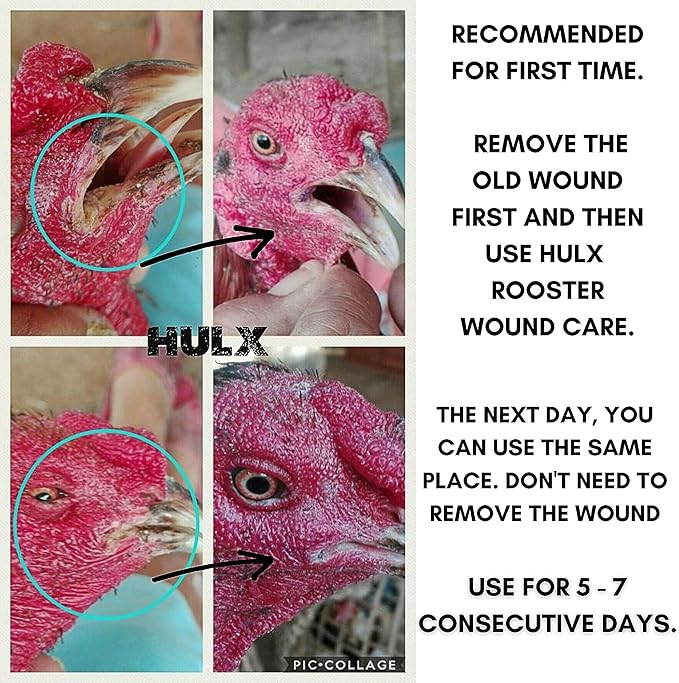 HULX 2 PCS, Rooster Booster Chicken Wound Care Skin Soother Healing 30 CC. Protection & Quickly Recover Skin Heal Wounds Pain Fast Dries Work Well for Sore Mouth Face Feet Poultry Bird