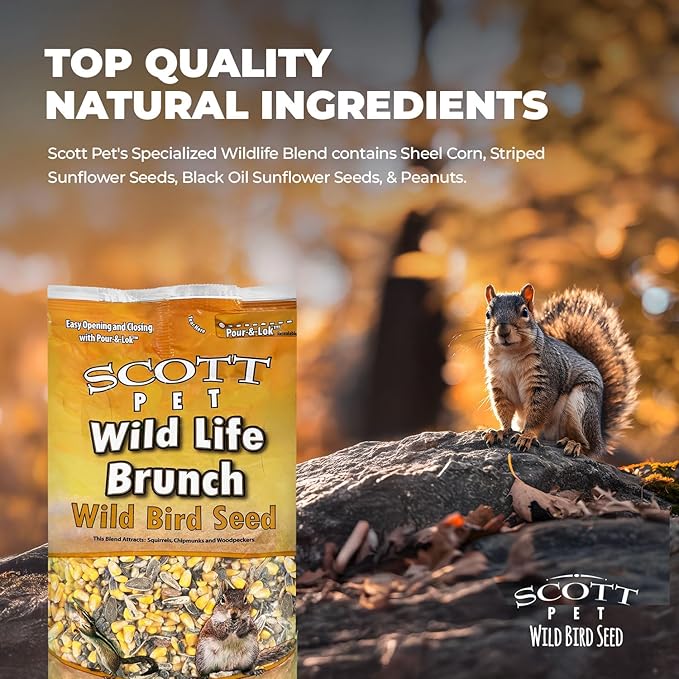 Scott Pet Wild Bird Seed, Wildlife Brunch Blend, 8.5 lbs Bag, Feed, Great for Platform Feeders, Food for Outside Wild Birds