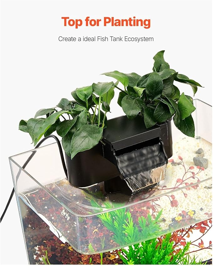 3.5 Gallon Fish Tank Aquarium, Smart Self Cleaning GPPS Fishbowl with 3 Color LED, Filter & Water Circulation