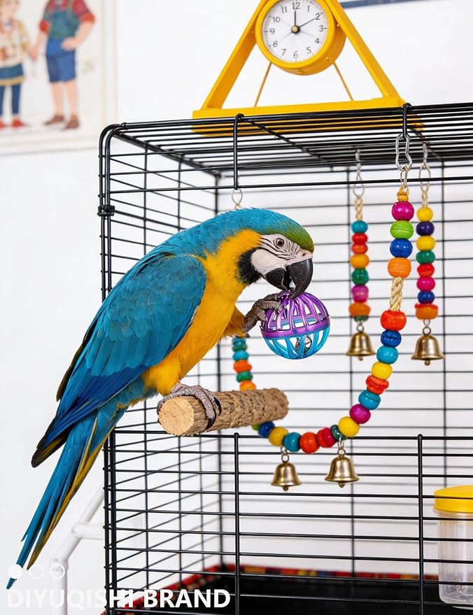18-Pack Bird Toys for Parrots – Colorful Bells & Woven Balls for Fun Exercise & Mental Stimulation, Fits Small to Large Birds (1.5'' - 5.5'')