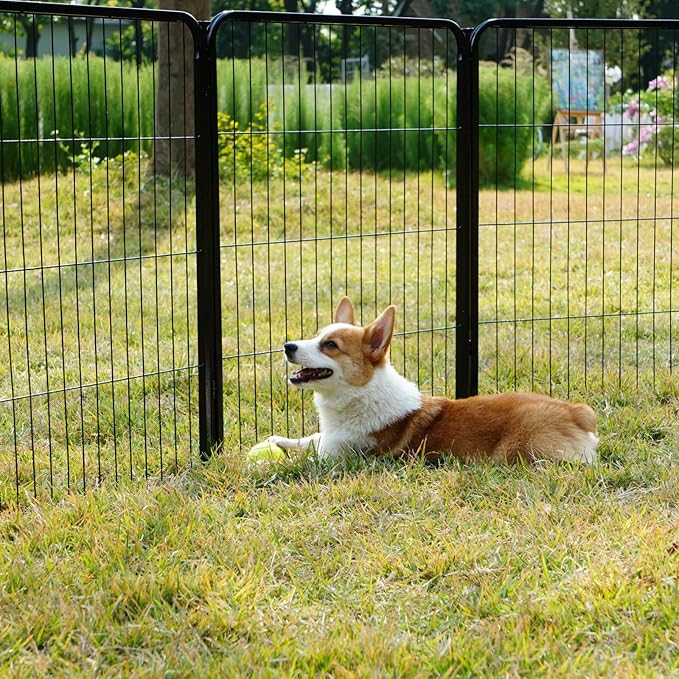 SunsGrove Dog Playpen Outdoor, Heavy Duty 40 Inch 4 Panels Play Pen for Medium and Large Dogs, Free and Safe Play Dog Fence, Black