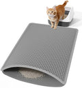 Cat Litter Mat for Litter Box, 30"×21" Large Double Layer Trapping Mat, Easy-Clean Scatter Non-Slip Water Proof Kitty Litter Pad, Grey