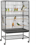 Yaheetech 52'' Bird cage w/Perches & Feeders, Large Birdcage with Pull-Out Tray, Rolling Wheels, Extra Storage, Flight Cage for Cockatiel, Parrot, Parakeet, Conure, Budgie, Pigeon Small/Medium Birds