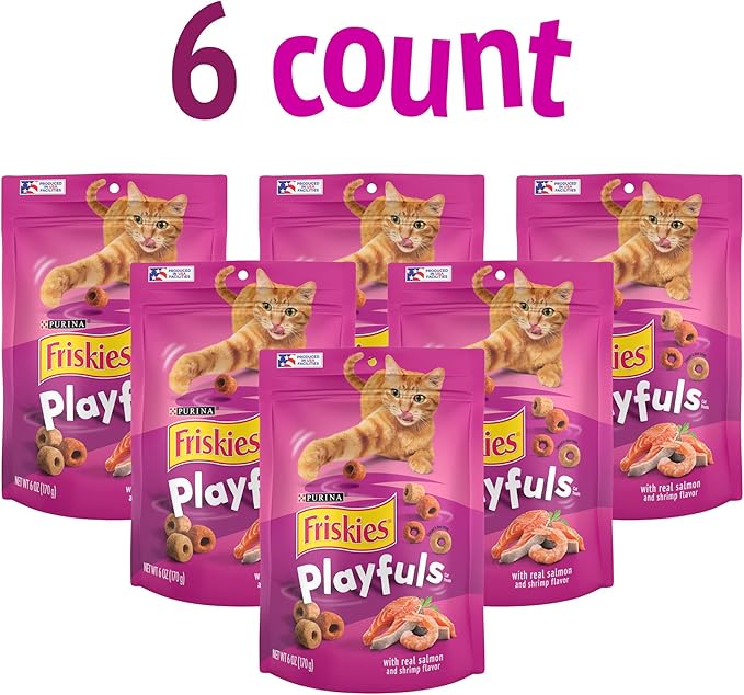 Purina Friskies Playfuls With Salmon and Shrimp Flavor Cat Treats - (Pack of 6) 6 oz. Pouches
