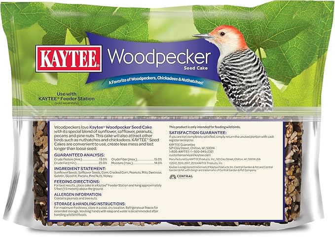Kaytee Woodpecker Seed Cake, Wild Bird Food, 1.85 Pounds, 4 Count