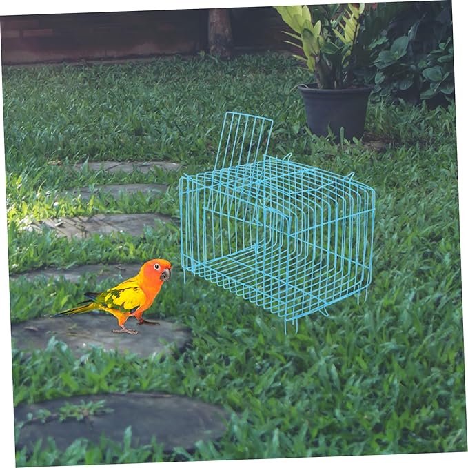 Portable Metal Bird Carrier Cage for Parakeets and Small Parrots Spacious Travel Crate with Lightweight Design Breathable and Stylish Blue Handheld Cage for Outdoor Use