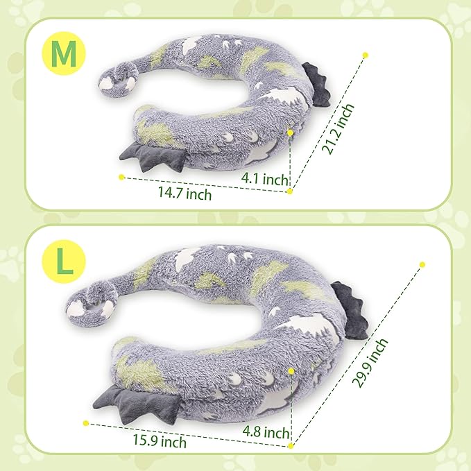 Dog Calming Pillow - Cute Soft Animal Pillow for Dogs, Cats, Kids, Adults, Washable Cozy Relaxing Pet Bed Pillow, Glow in The Dark Dog Neck Pillow (Grey, Medium)