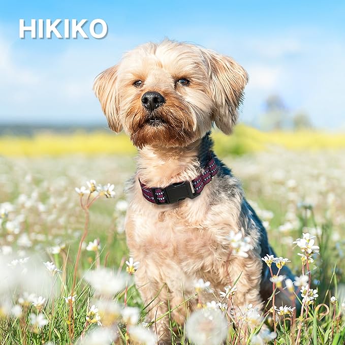 Hikiko Martingale Dog Collars Reflective Nylon Dog Collar with Quick Release Buckle Adjustable Training No Slip Dog Collar (Small, Burgundy)