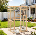Catio Outdoor Cat Enclosure - Premium Wooden Cat Catio with Window Access & Breathable Mesh, Weatherproof Kitty House for Patio/Backyard/Indoor (Wood)