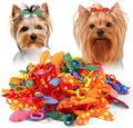100 Pcs Puppy Dog Cute Rabbit Ear Hair Ties Hair Accessories Set Bowknot Dogs Hairs Bows with Elastic Bands for Small Dogs, Colorful Grooming Costume Accessories for Daily Use Holidays (Colorful Mix)
