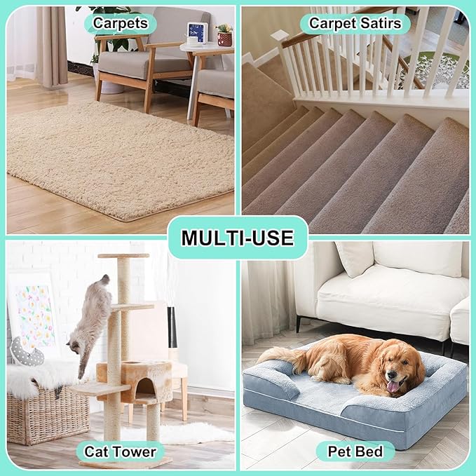 Carpet Rake for Pet Hair Removal - 45" Adjustable Long Handle Carpet Rake, Reusable Pet Hair Removal Tool Kit, Cat Dog Fur Rakes Scraper Carpet Broom for Carpets