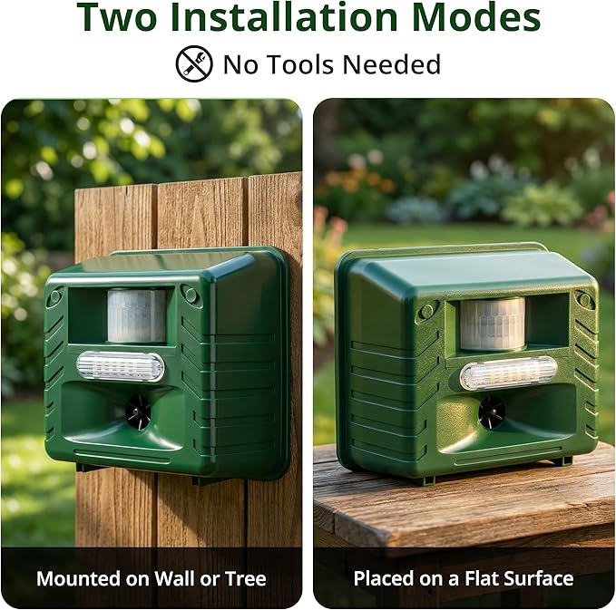 ASPECTEK Ultrasonic Outdoor Animal Pest Repellent, Yard Sentinel RC Pest Repeller Pest Control includes Motion Detector, 4 Key Remote - Rodents, Cats, Rats, Mouse, Mice, Deer, Frequency: 15-18 kHz