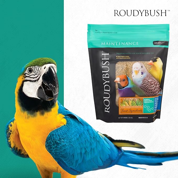 RoudyBush Daily Maintenance Food for Birds - Scientifically Formulated Bird Feed - Bird Food Pellets w/Corn, Wheat, Soy & More - Nutritious & Healthy Feed for Birds (Nibles, 44oz)