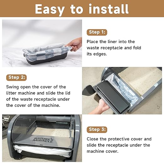 40 Litter Box Liners with a Permanent Waste Receptacle Compatible with Nature's Miracle Litter Box 2nd Version and Littermaid 3rd Edition, Litter Box with Cat Litter Liner (Machine NOT Included)