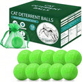 10Pack Cat Repellent Outdoor & Indoor, Natural Peppermint Oil Cat Deterrent Balls Outdoor Indoor Keep Cats Off Yard Garden Lawn Plants and Chew (Green)
