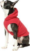 Gooby Fleece Vest Hoodie Dog Sweater - Red, Medium - Warm Pullover Dog Hoodie with O-Ring Leash for Small to Medium Dogs