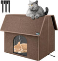 MIU COLOR Outdoor Cat House, Upgraded Large Weatherproof Cat Houses for Outdoor Cats, Insulated Feral Cat Shelter with Removable Soft Mat, Easy to Assemble,17.1" x 15" x 16.6", Brown