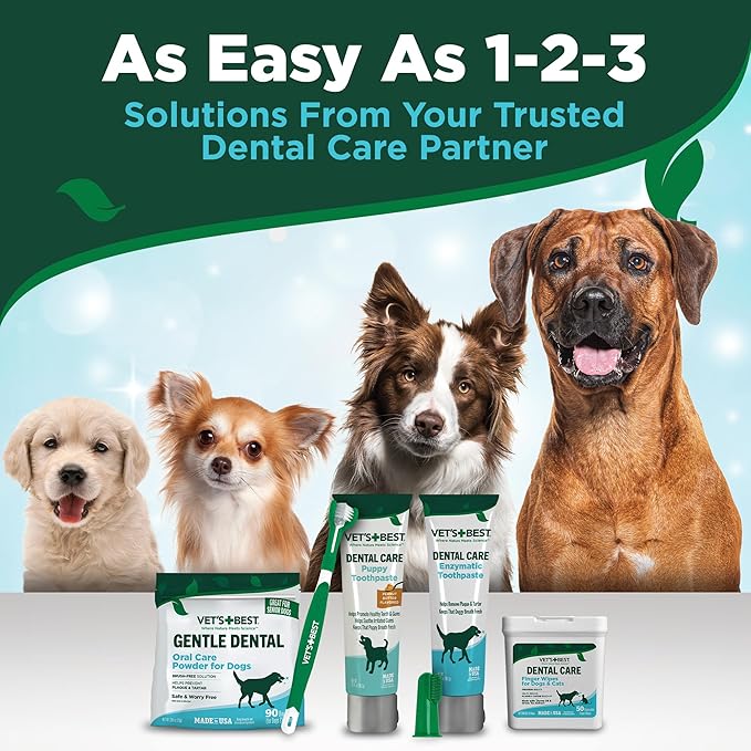 Vet's Best Finger Dental Wipes for Dogs & Cats–Oral Care Wipes for Teeth Cleaning, Fresh Breath, and Tartar Control – Gentle Finger Pads for Pet Dental Hygiene and Plaque Removal,50 Count(Pack of 2)