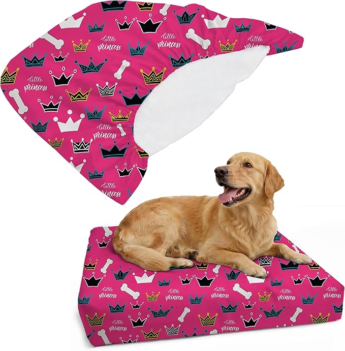 DUKE&LEFTY Furever Pet Dog Bed Slipcover-Stretch Soft Petbed Cover-Universal-Easy to Remove (Zipper Free)-Princess/Small