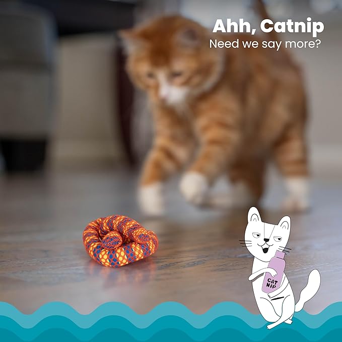 Catstages Plaque Away Pretzel Cat Toy – Interactive Catnip Dental Chew Toy to Help Clean Teeth,Fun for Play and Chewing,Orange,(Pack of 2)