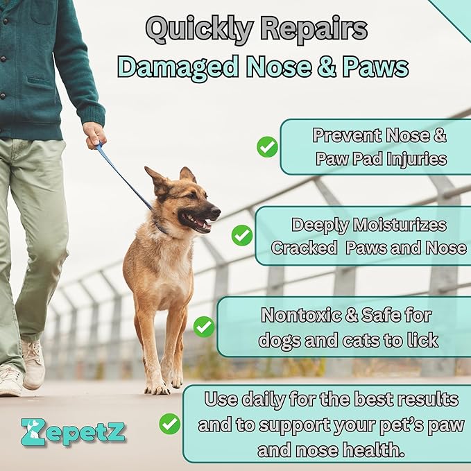Lick-Safe Organic Paw & Nose Balm for Dogs, Cats – All-Natural, Hypoallergenic – Heals, Protects & Restores Dry, Cracked Paws, Snouts & Elbows – Aloe, Avocado Oil, Beeswax 1.75 oz - (2 Pack)