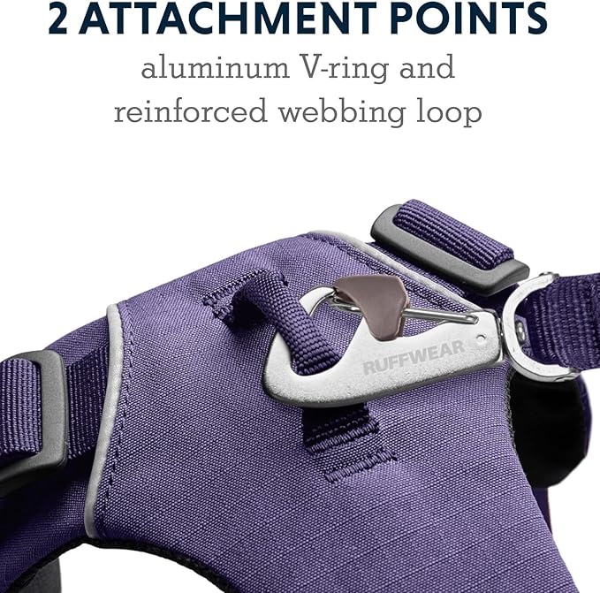 Ruffwear, Front Range Dog Harness, Reflective Soft Padded Everyday Harness with Dual Leash Clips, Adjustable and Lightweight Fit for Training or Walking for All Dogs, Purple Sage, Large/X-Large