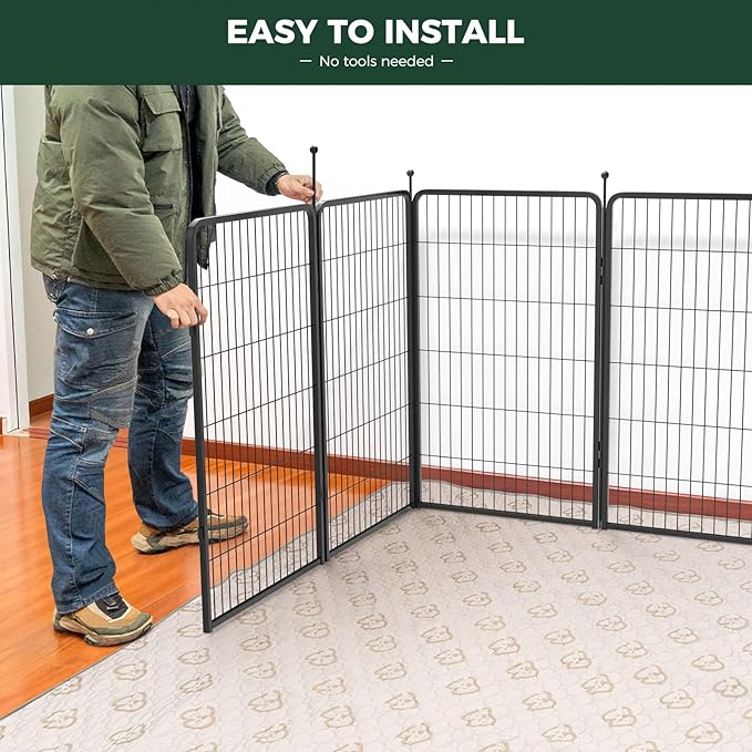 FXW Rollick Unleashed Dog Playpen for Indoor, Yard, RV Camping, 45 inch 48 Panels for Large Dogs, Black│Patented