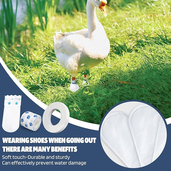 Disposable Boots for Real Duck Feet, Bumble Foot for Duck Supplies with Bandage, Large Size (Blue, 20 PCS)
