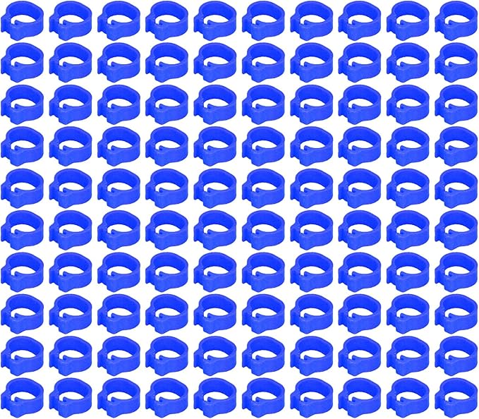 Fydun 100PCS S Leg Rings, 8mm Pigeons Identification Poultry Plastic Bird Foot Clip Pool Vacuum Hoses Bands No Words SuppliesOrange Health Supplies Band for Identify Orange (Dark Blue)