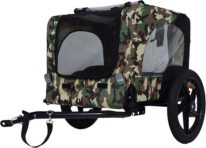 2-in-1 Dog Bike Trailer & Pet Carrier with Quick-Release Wheels, Foldable Steel Frame & Non-Slip Floor, 88 lbs Capacity for Medium/Small Dogs, Compatible with 20"-29" Bicycles